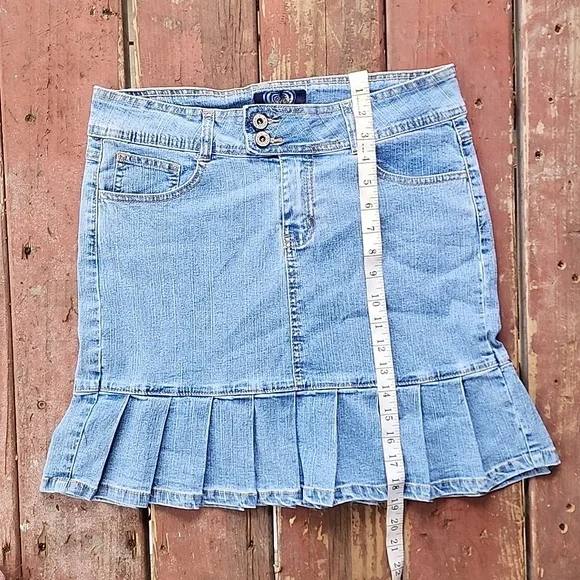 Vintage Angels Y2K Light Blue Denim Jean Pleated Skirt - Picture 8 of 10